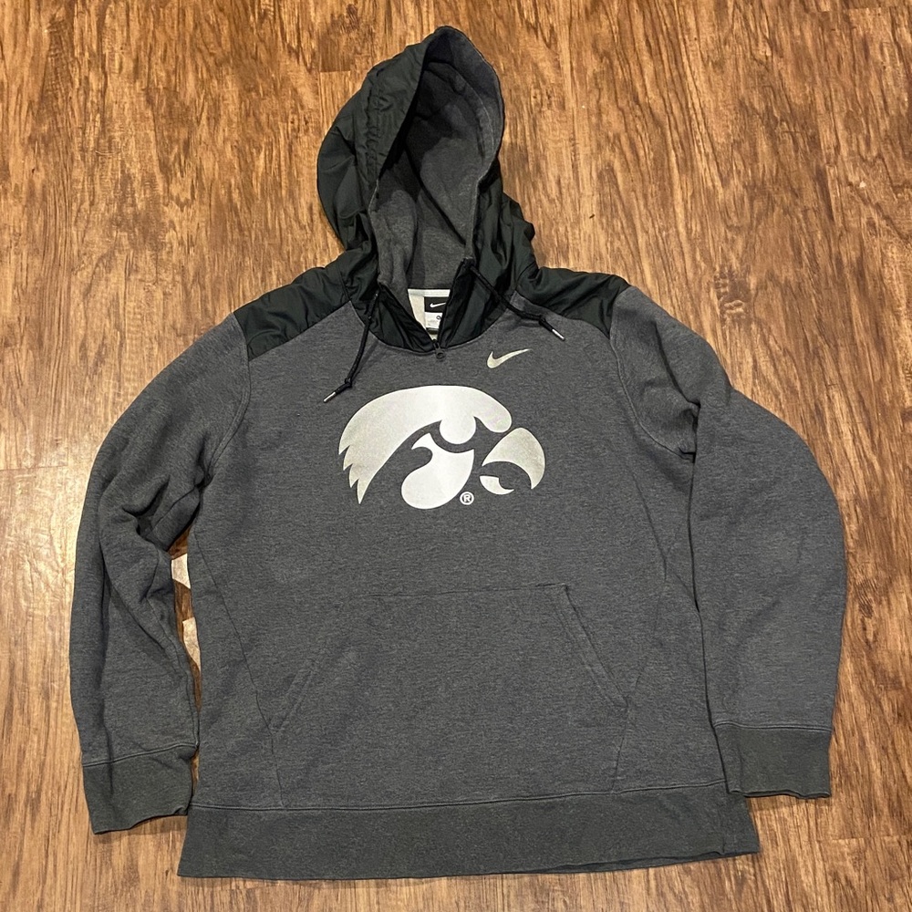 Nike Men's Dark Gray and Black Hoodie